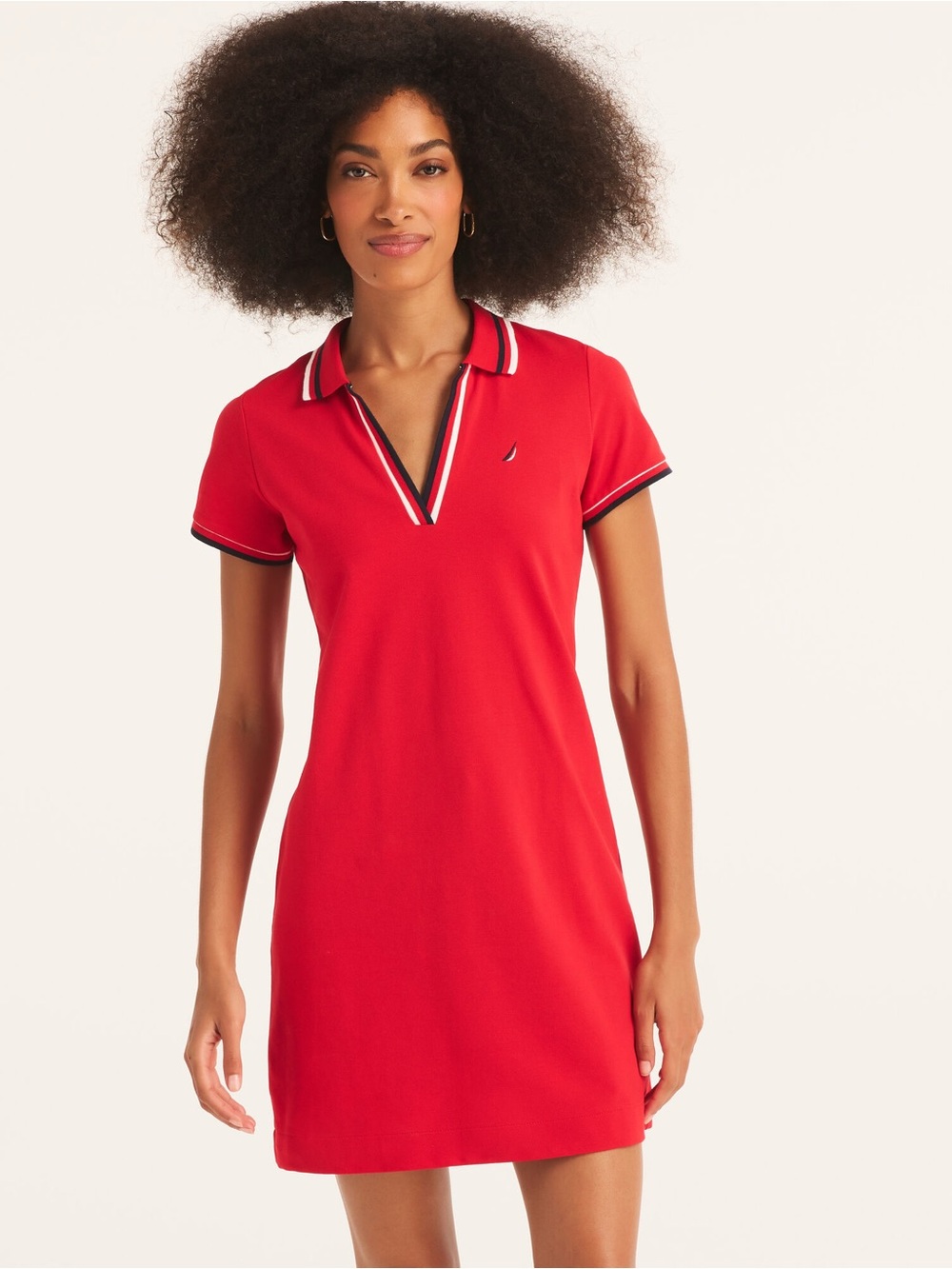 Nautica Deck Red Polo Dress with Navy & White Trim